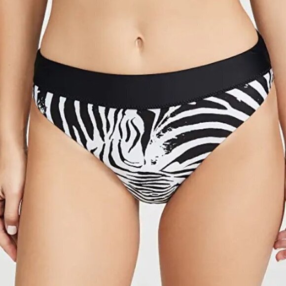 PILYQ Black and White Zebra High Waist Full Bikini Bottoms Women's Size Small - Picture 7 of 8